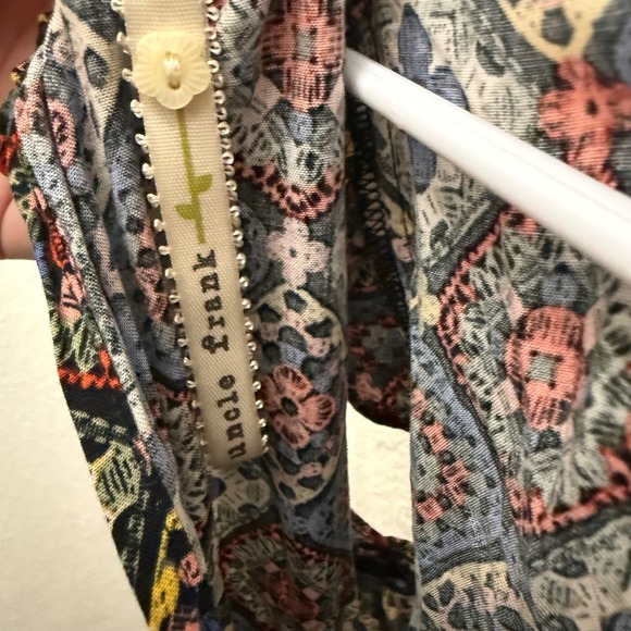 Uncle Frank Midi Dress Women Sz Small Granny Square Faux Crochet Pattern V Neck - Picture 2 of 5